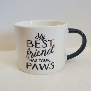 𝅺THRESHOLD My Best Friend Has Four Paws Glossy White Black Coffee Cup Mug 14 Oz